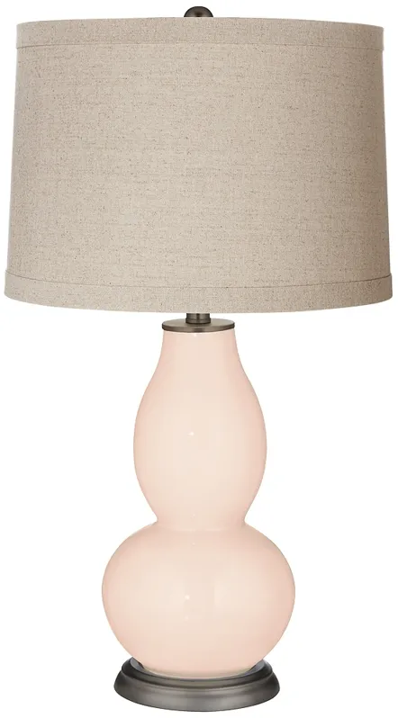 Linen Pink Linen Drum Shade Double Gourd Table Lamp