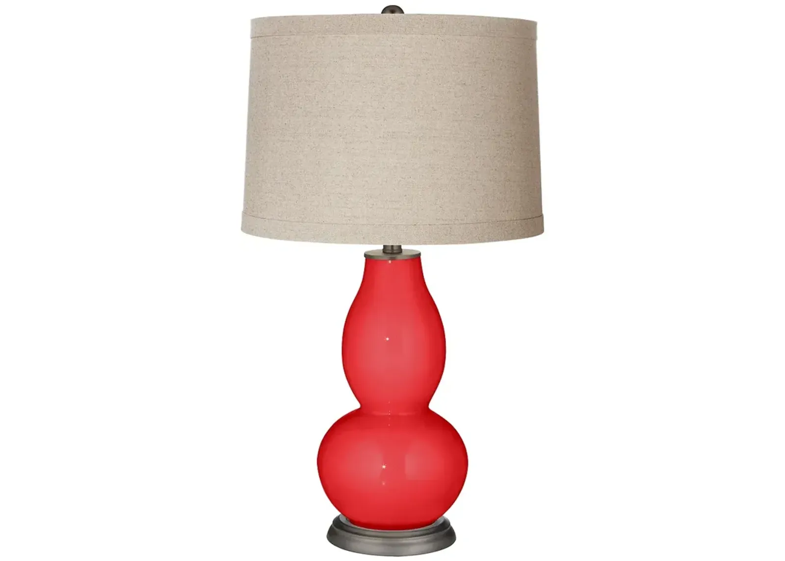 Color Plus Double Gourd 28 3/4" Linen Shade Poppy Red Table Lamp