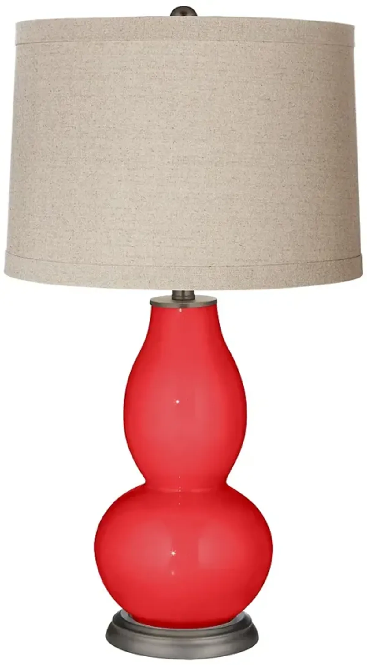 Color Plus Double Gourd 28 3/4" Linen Shade Poppy Red Table Lamp