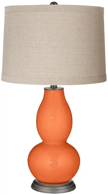 Nectarine Linen Drum Shade Double Gourd Table Lamp