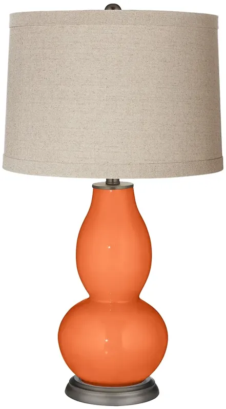 Color Plus Double Gourd 28 3/4" Linen Shade Nectarine Orange Lamp