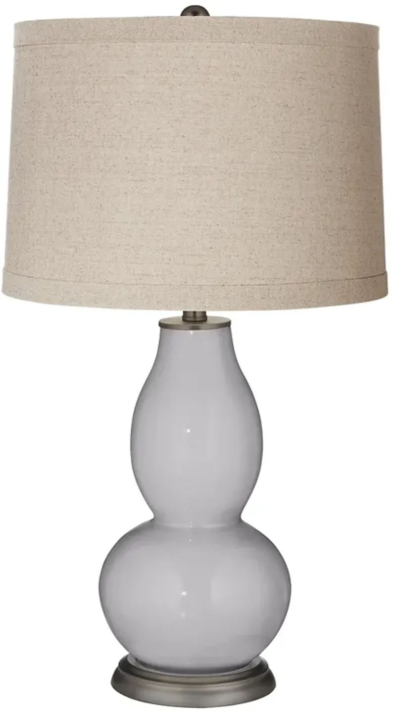 Swanky Gray Linen Drum Shade Double Gourd Table Lamp