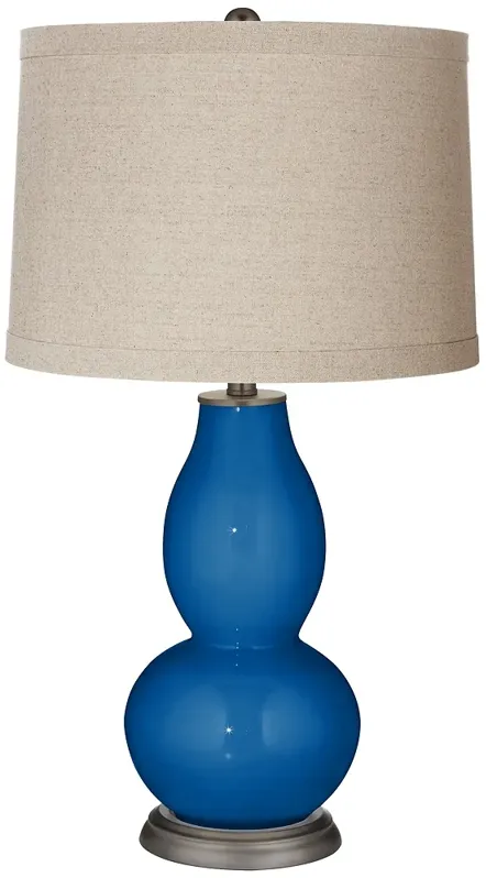 Color Plus Double Gourd 28 3/4" Linen Shade Hyper Blue Table Lamp