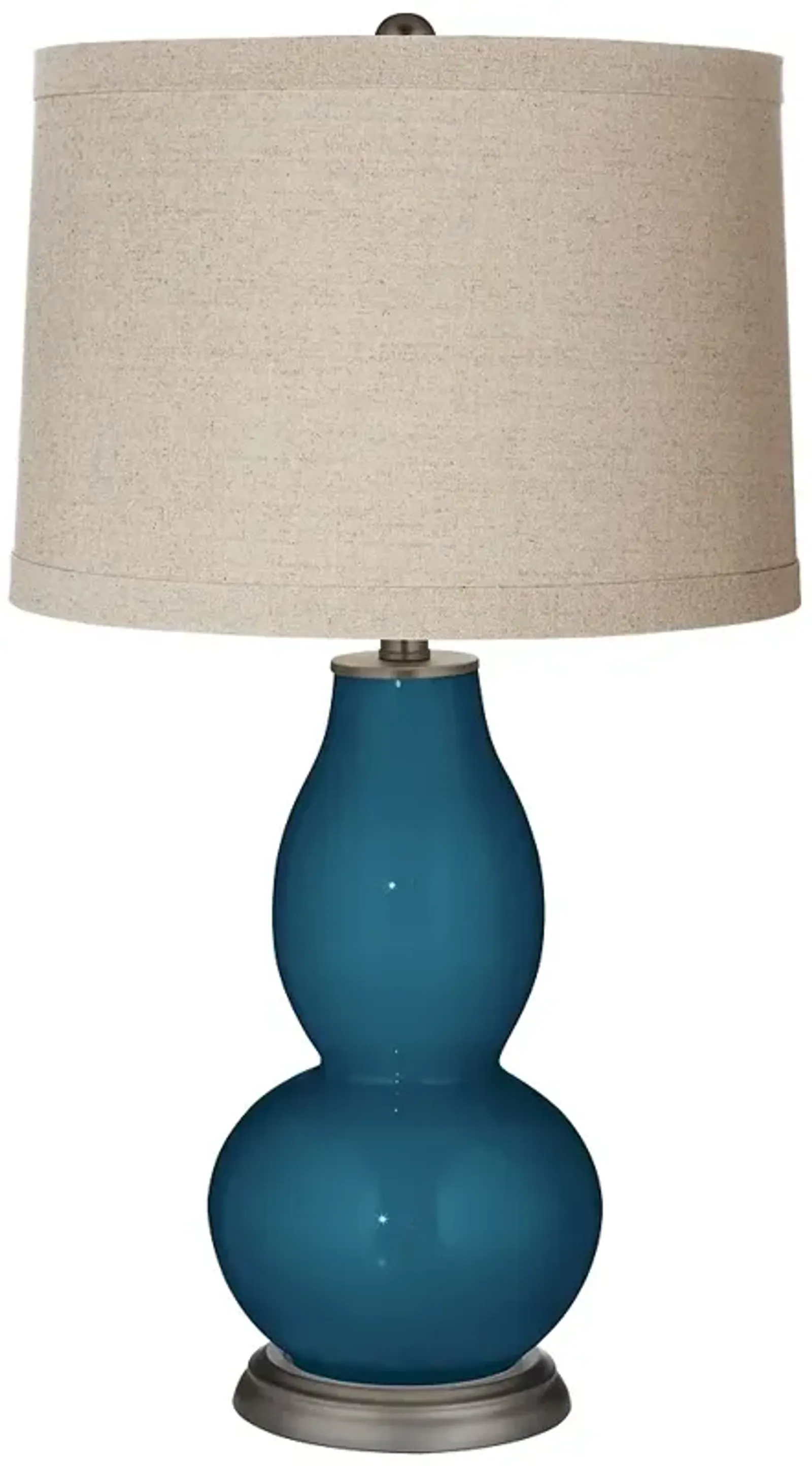 Color Plus Double Gourd 28 3/4" Linen Shade Oceanside Blue Table Lamp