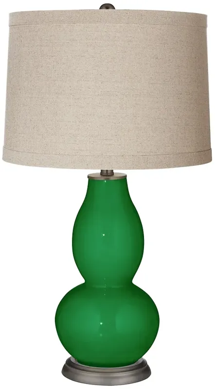 Color Plus Double Gourd 28 3/4" Linen Shade Envy Green Table Lamp