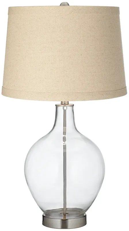 Color Plus Ovo 28 1/2" Burlap and Clear Glass Fillable Table Lamp