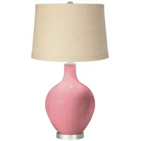 Haute Pink Burlap Drum Shade Ovo Table Lamp