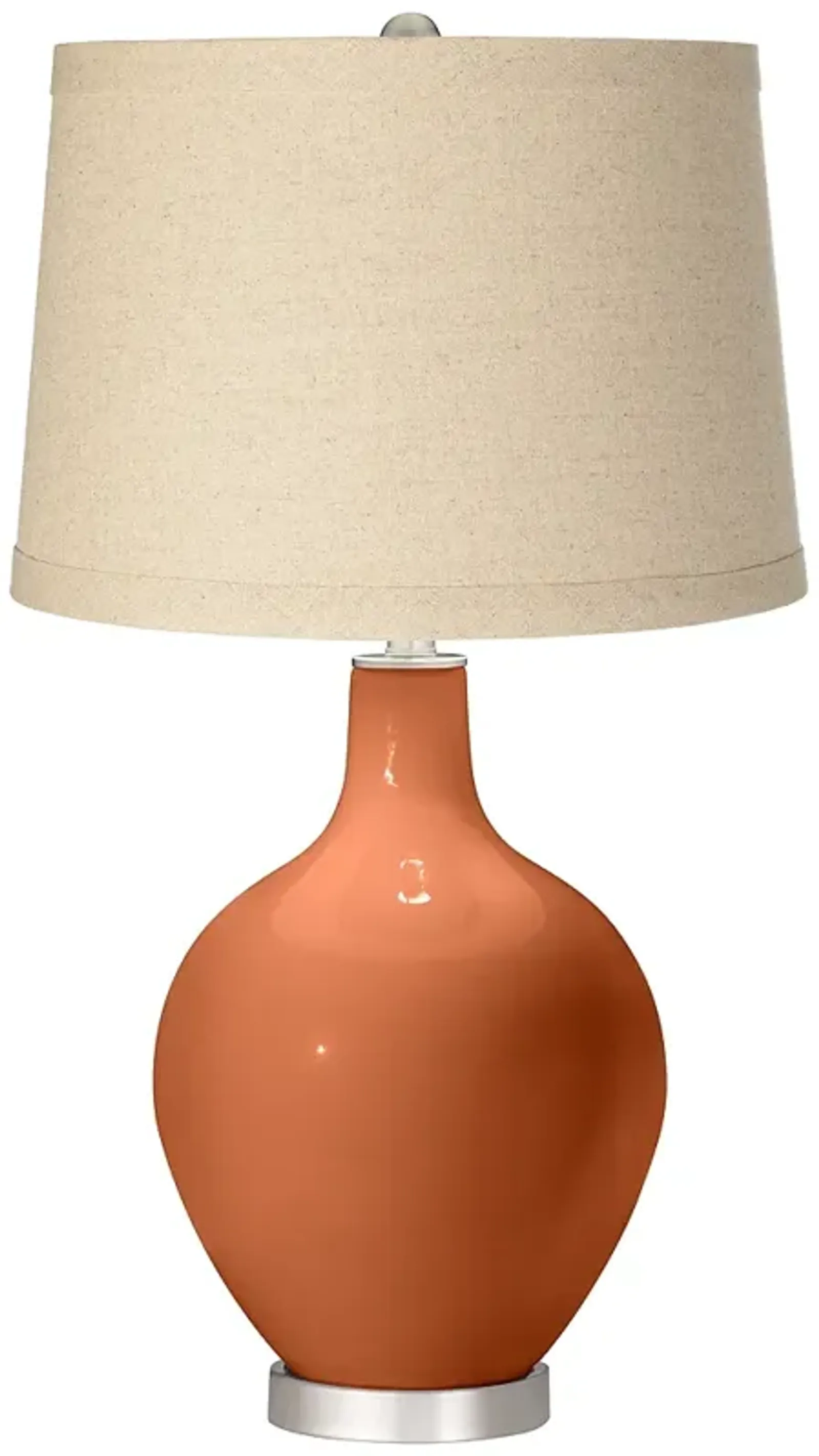 Color Plus Ovo 28 1/2" Burlap Drum Shade  Robust Orange Table Lamp