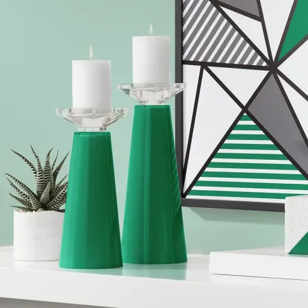 Meghan Greens Glass Pillar Candle Holder Set of 2