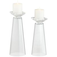 Meghan Clear Glass Fillable Pillar Candle Holder Set of 2