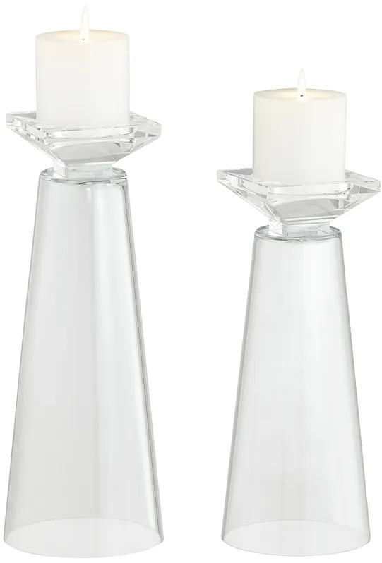 Meghan Clear Glass Fillable Pillar Candle Holder Set of 2
