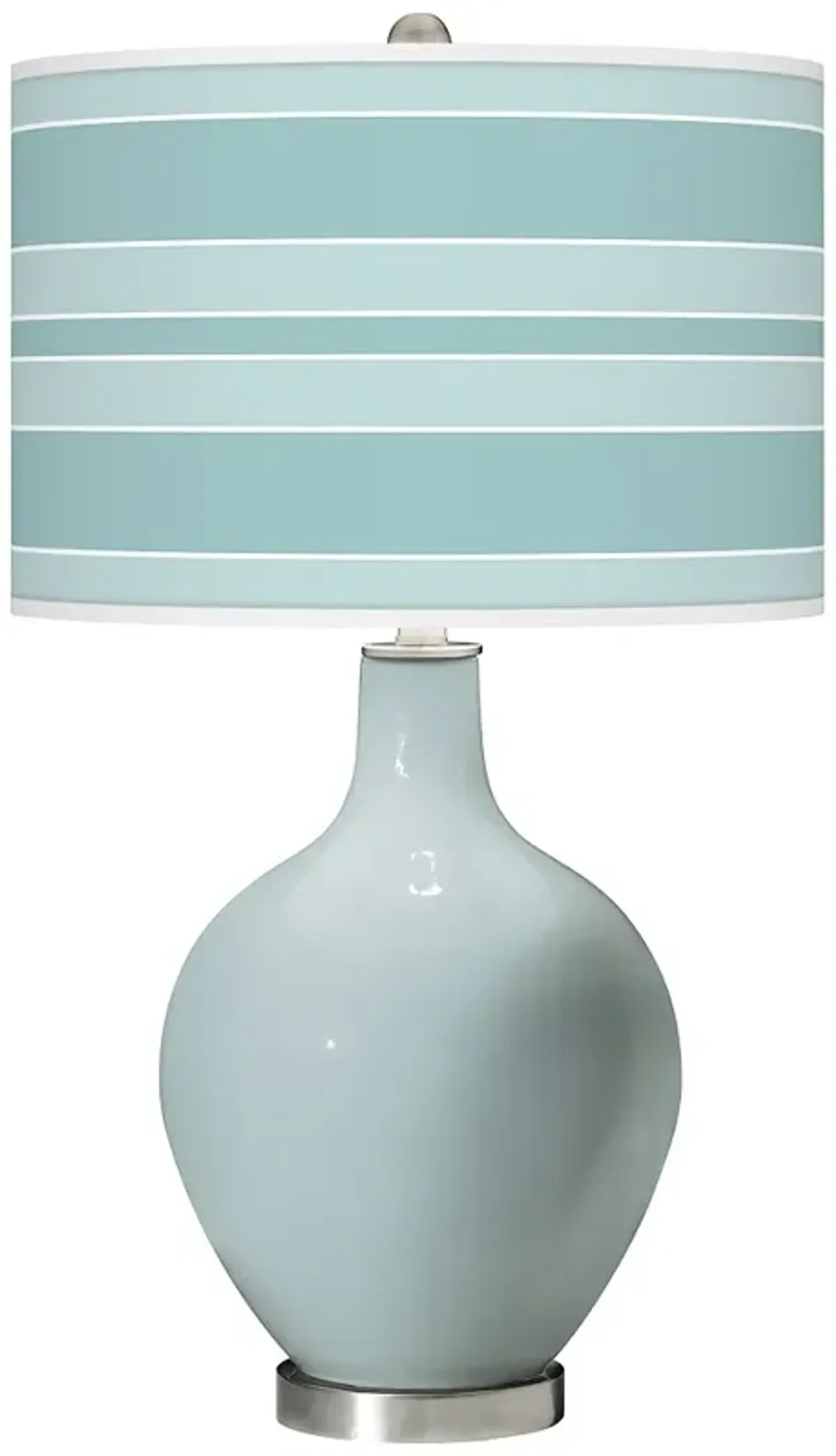 Color Plus Ovo 28 1/2" Bold Stripe Shade Rain Blue Table Lamp