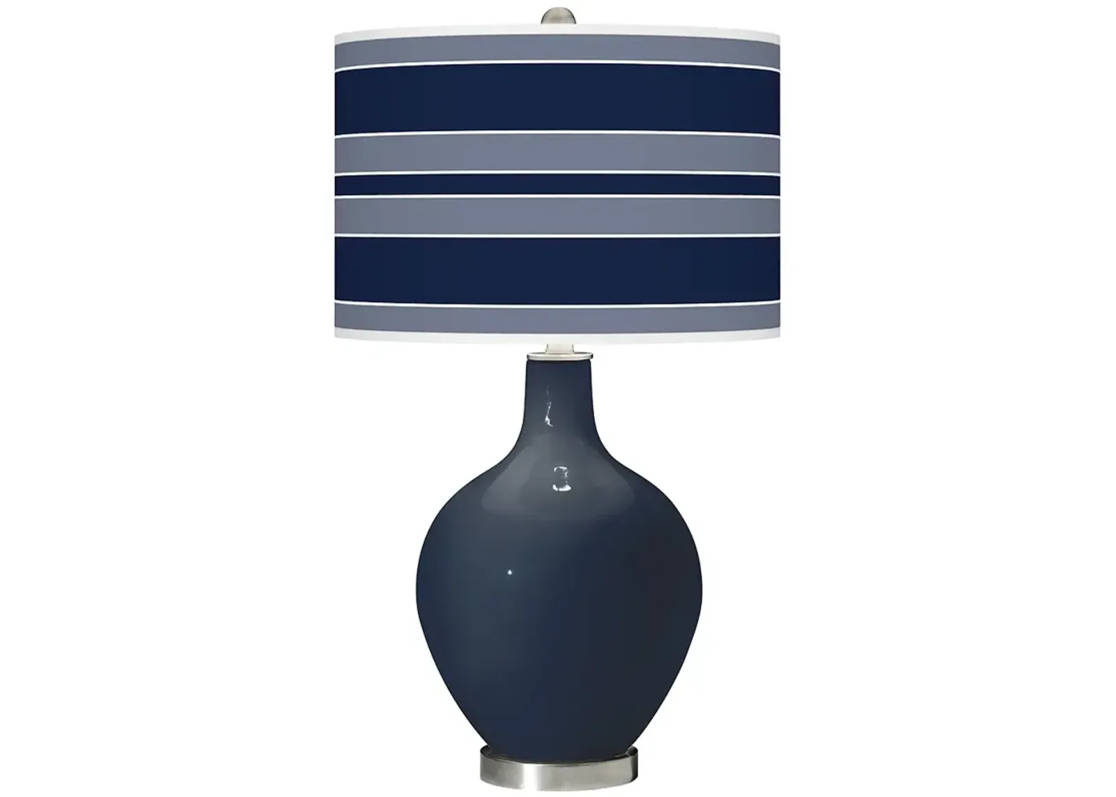 Color Plus Ovo 28 1/2" Bold Stripe Naval Blue Table Lamp