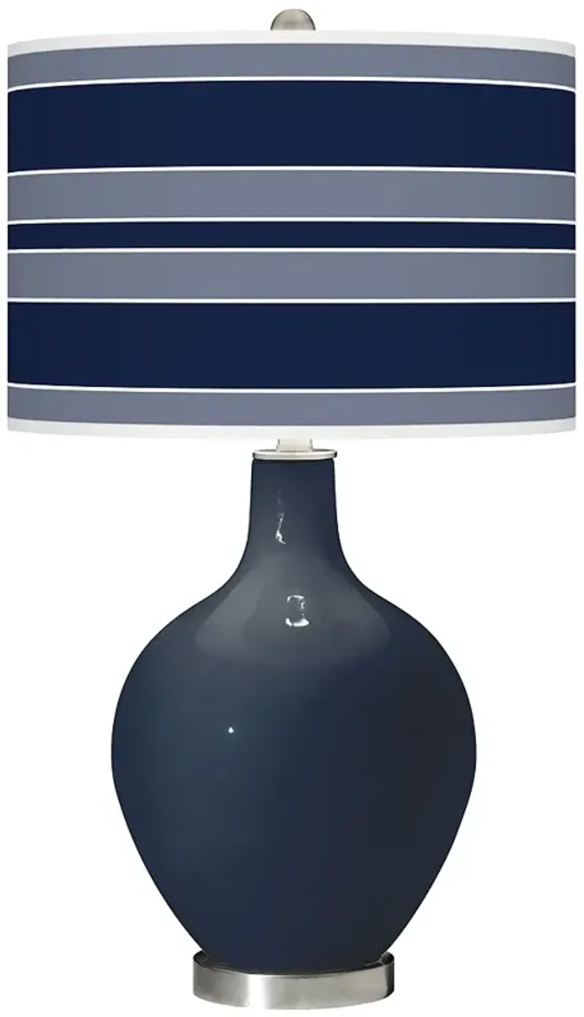 Color Plus Ovo 28 1/2" Bold Stripe Naval Blue Table Lamp