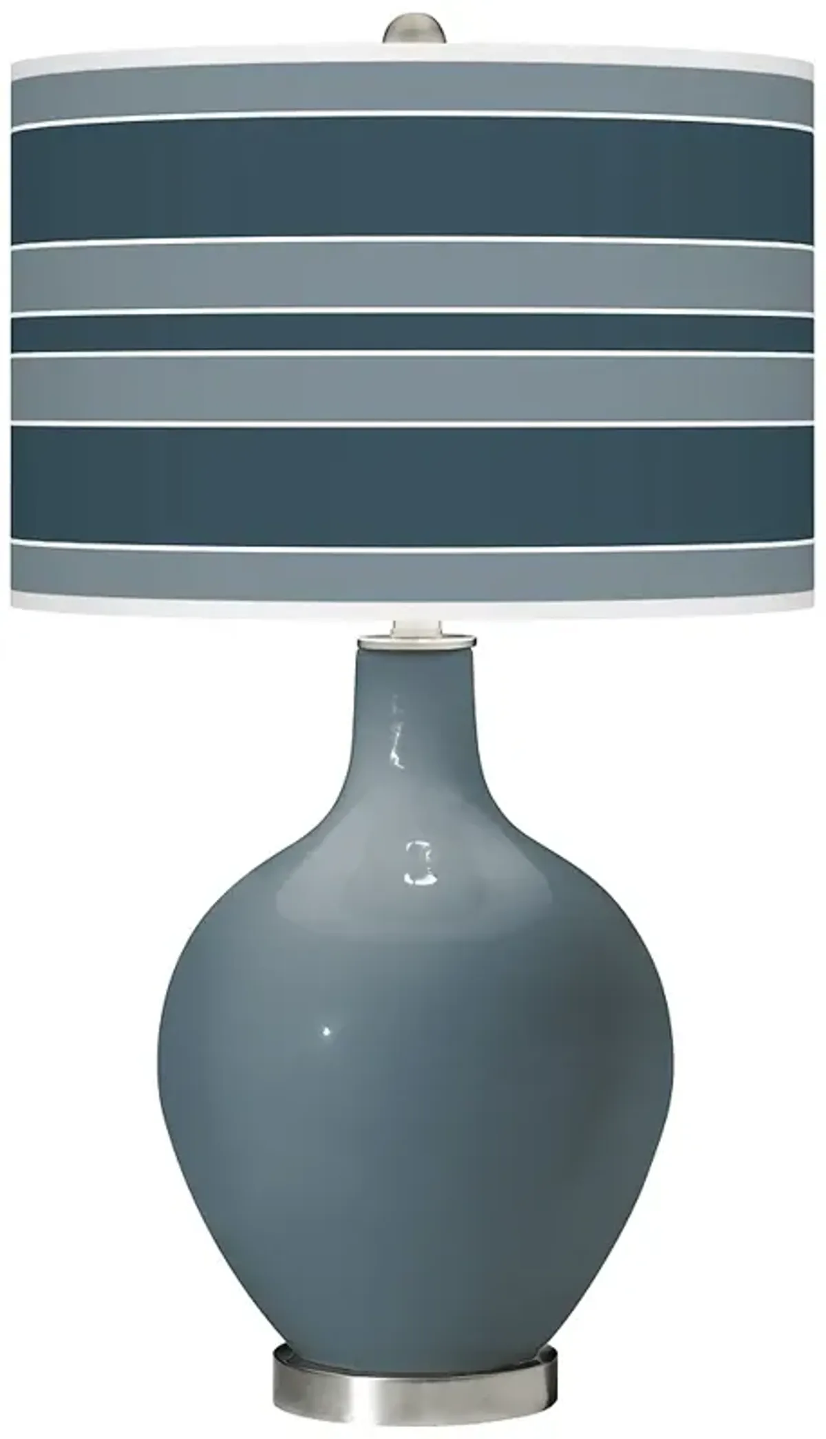 Color Plus Ovo 28 1/2" Bold Stripe Smoky Blue Table Lamp