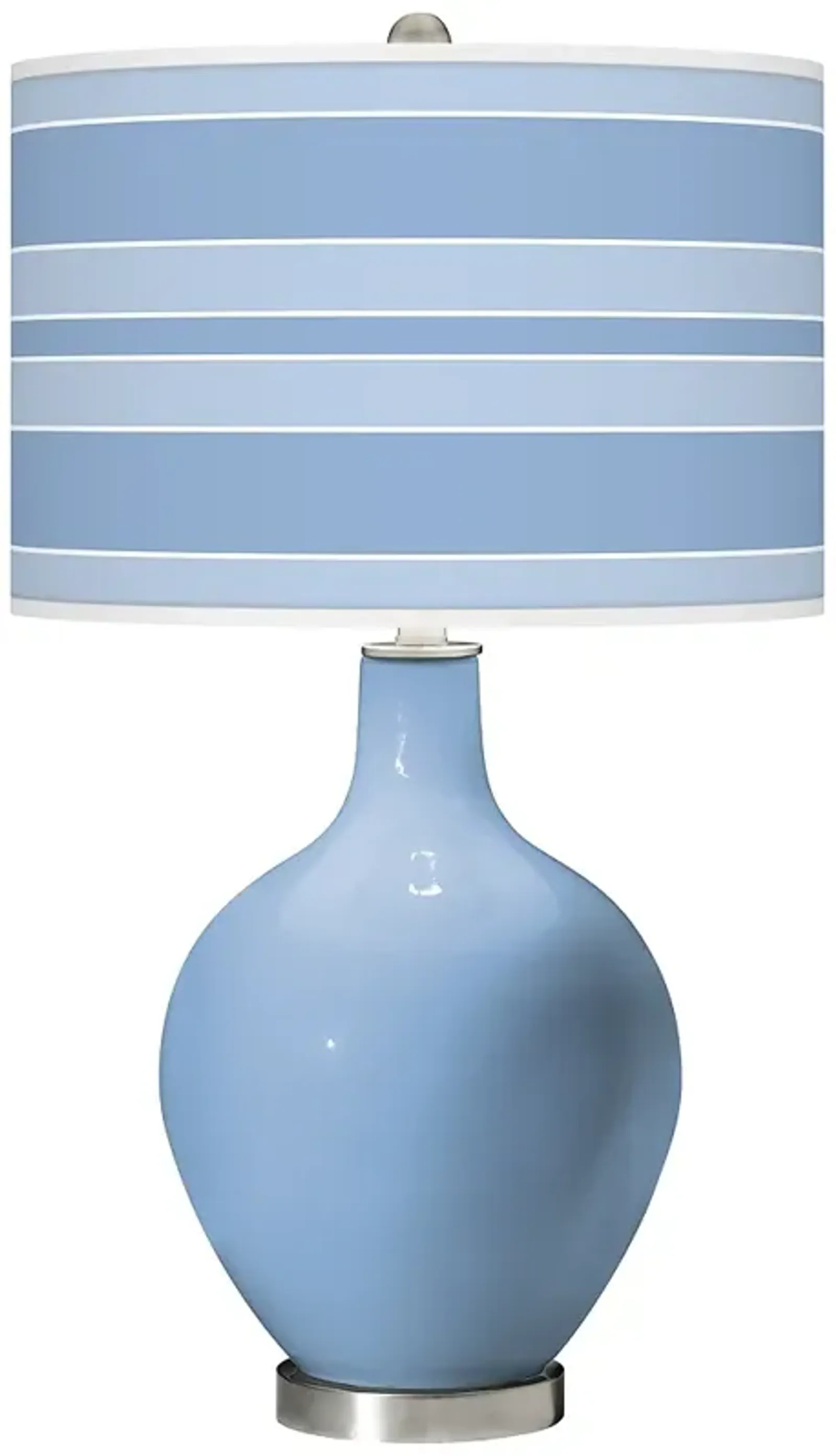 Color Plus Ovo 28 1/2" Bold Stripe Shade Placid Blue Table Lamp