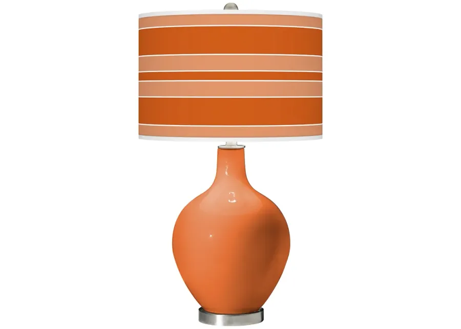 Color Plus Ovo 28 1/2" Bold Stripe Shade Celosia Orange Table Lamp