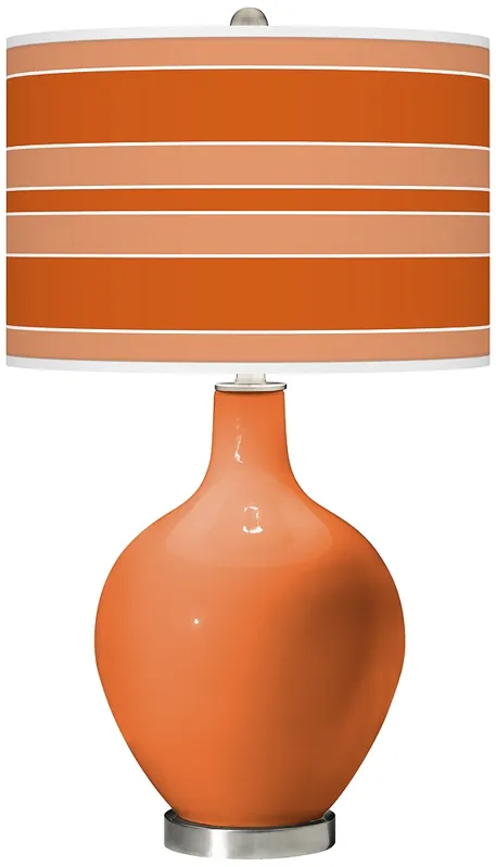 Color Plus Ovo 28 1/2" Bold Stripe Shade Celosia Orange Table Lamp