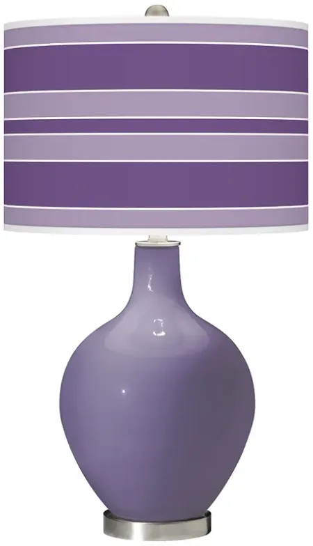 Purple Haze Bold Stripe Ovo Glass Table Lamp