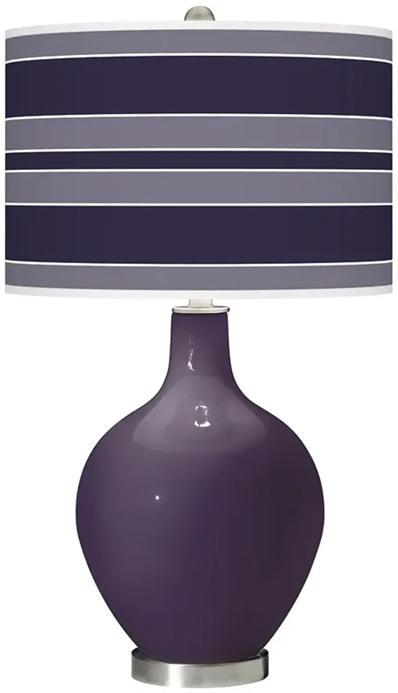 Color Plus Ovo 28 1/2" Bold Stripe Quixotic Plum Purple Table Lamp