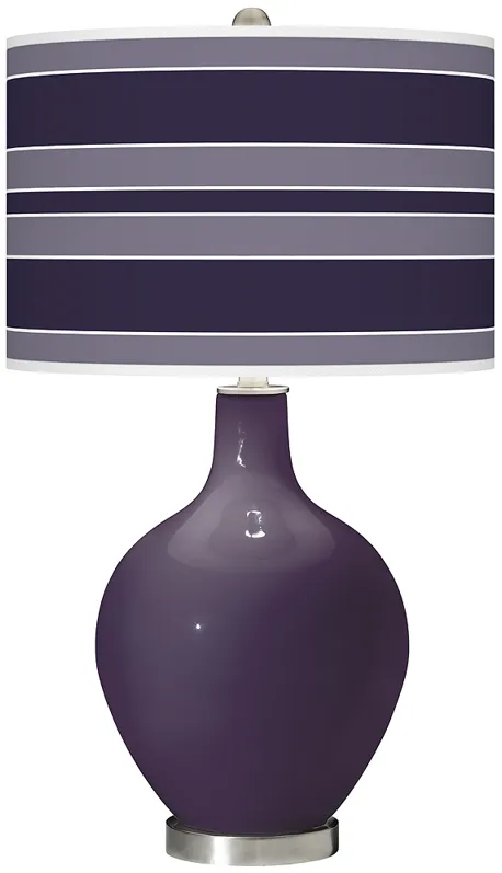 Quixotic Plum Bold Stripe Ovo Glass Table Lamp