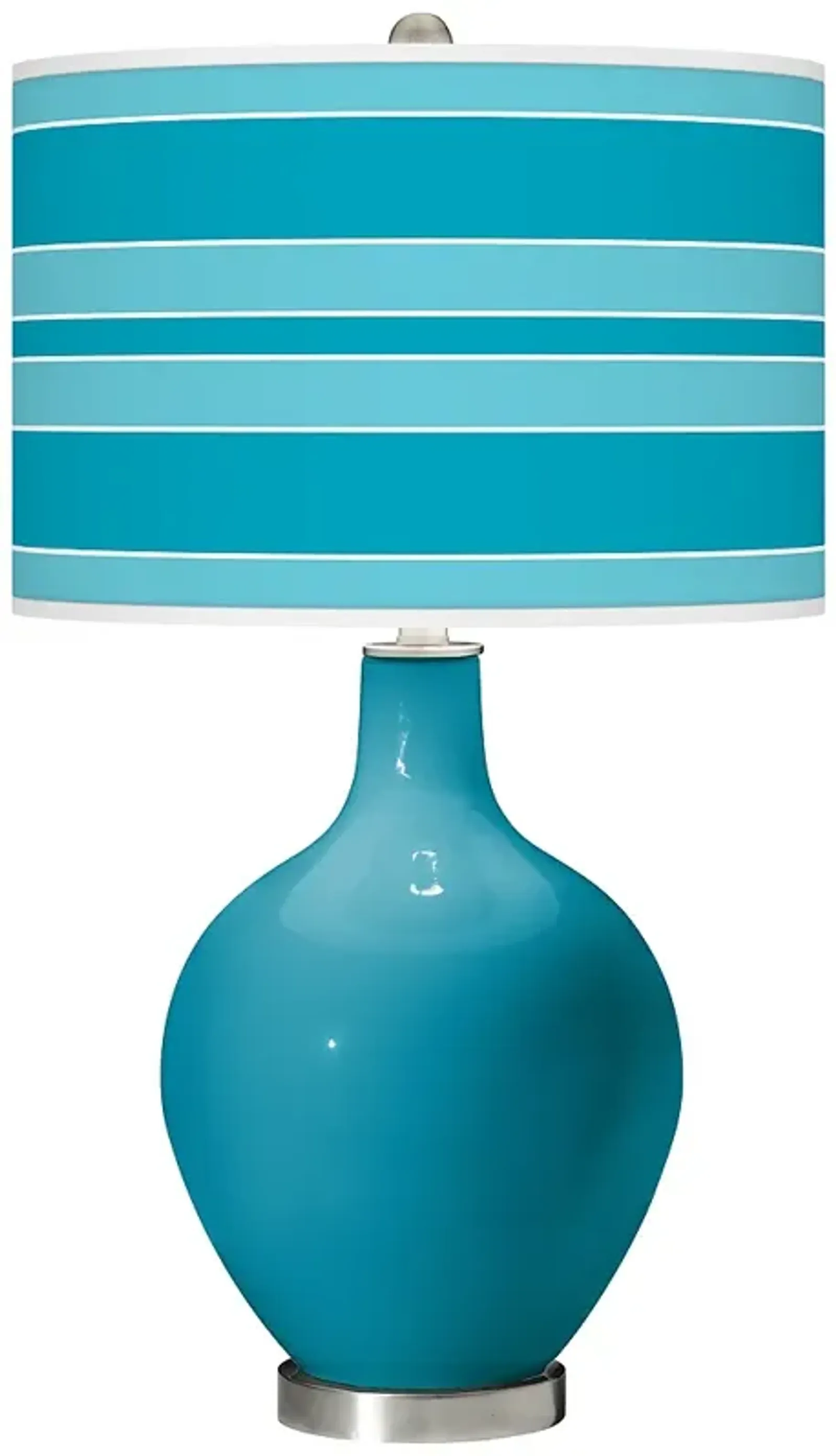 Color Plus Ovo Bold Stripe Caribbean Sea Blue Table Lamp