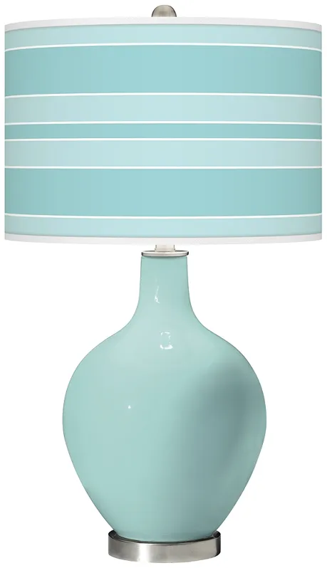 Color Plus Ovo 28 1/2" Bold Stripe Shade Cay Blue Table Lamp