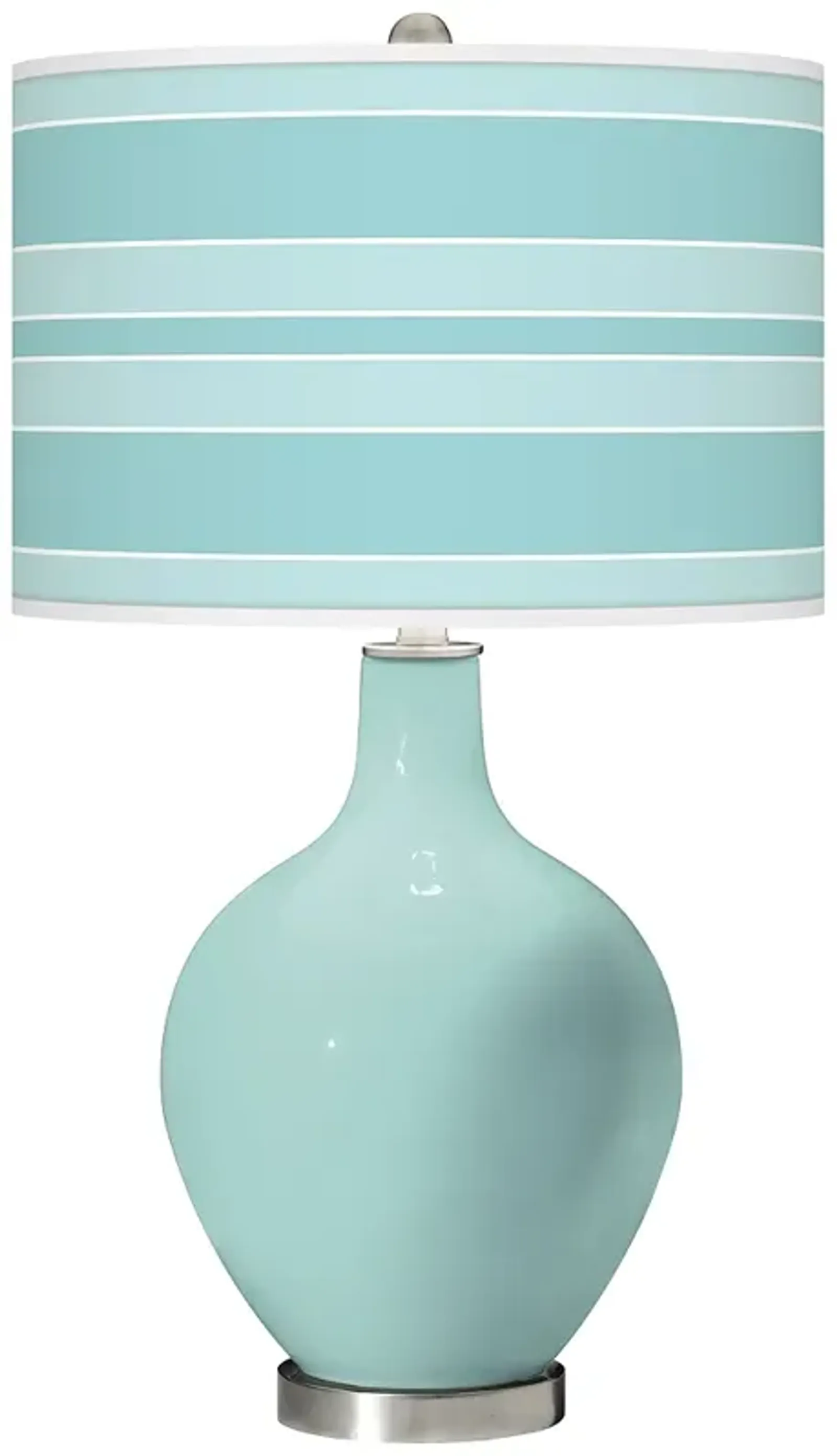 Color Plus Ovo 28 1/2" Bold Stripe Shade Cay Blue Table Lamp