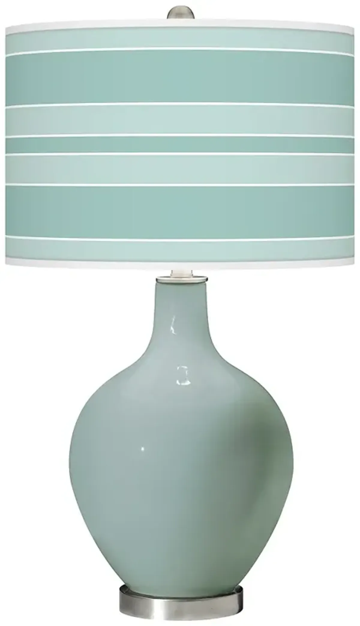 Color Plus Ovo 28 1/2" Bold Stripe Shade Aqua-Sphere Blue Table Lamp