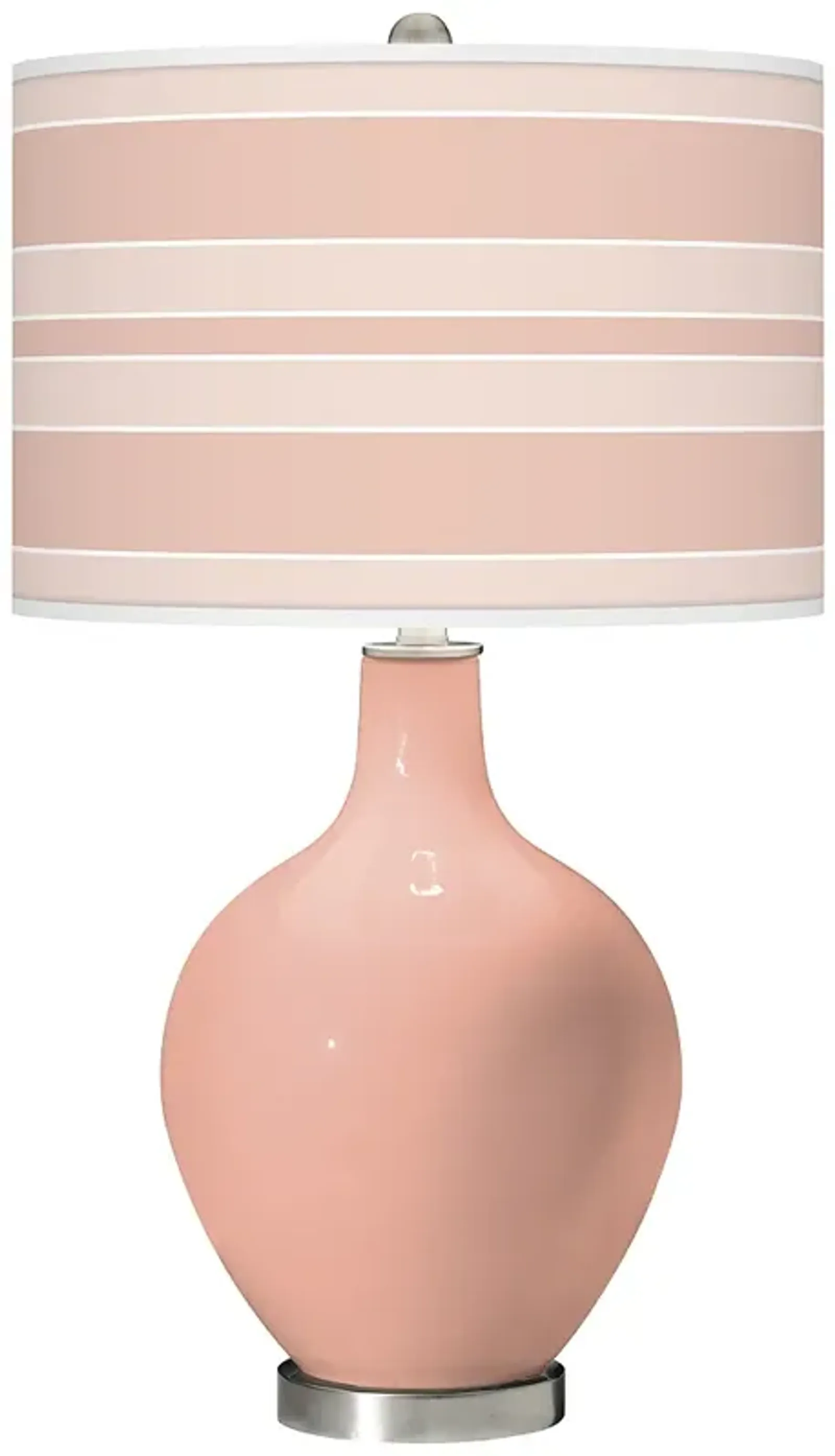 Color Plus Ovo 28 1/2" Bold Stripe Shade Mellow Coral Pink Table Lamp