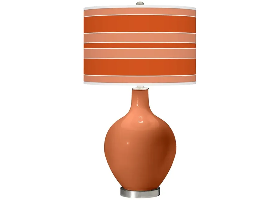 Robust Orange Bold Stripe Ovo Glass Table Lamp