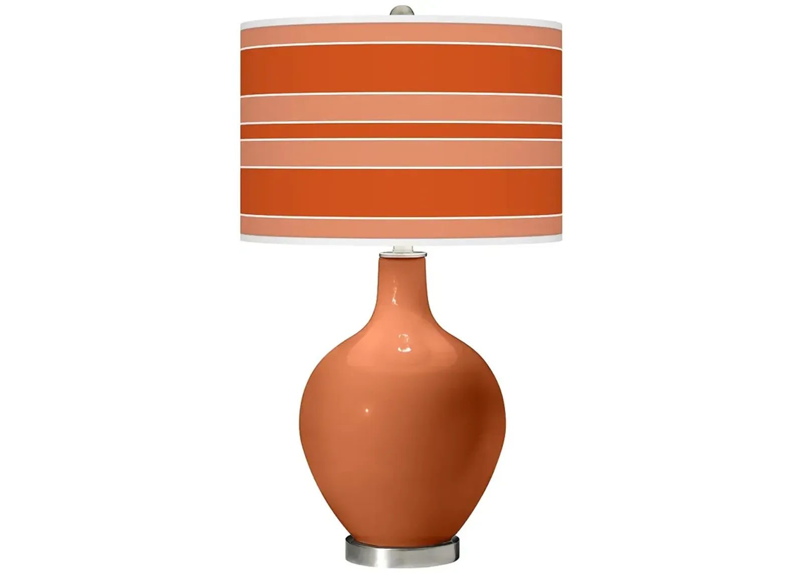 Color Plus Ovo 28 1/2" High Bold Stripe Shade Robust Orange Table Lamp