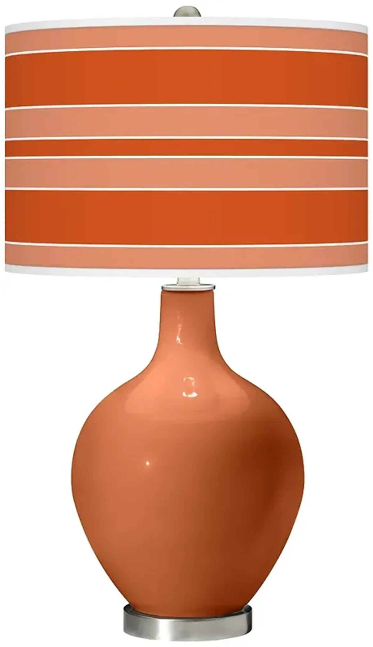 Color Plus Ovo 28 1/2" High Bold Stripe Shade Robust Orange Table Lamp