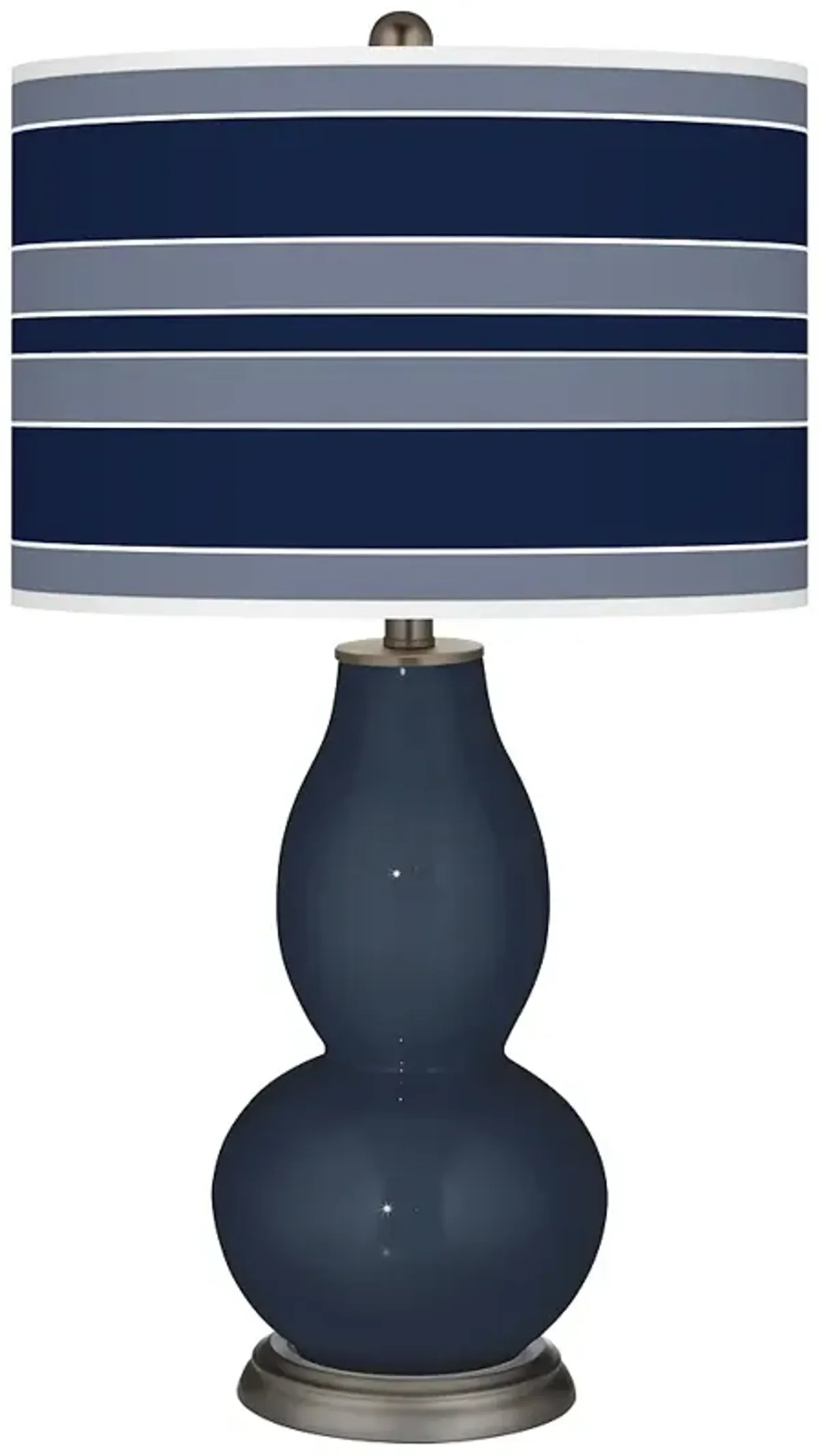 Color Plus Double Gourd 29 1/2" Bold Stripe Naval Blue Table Lamp