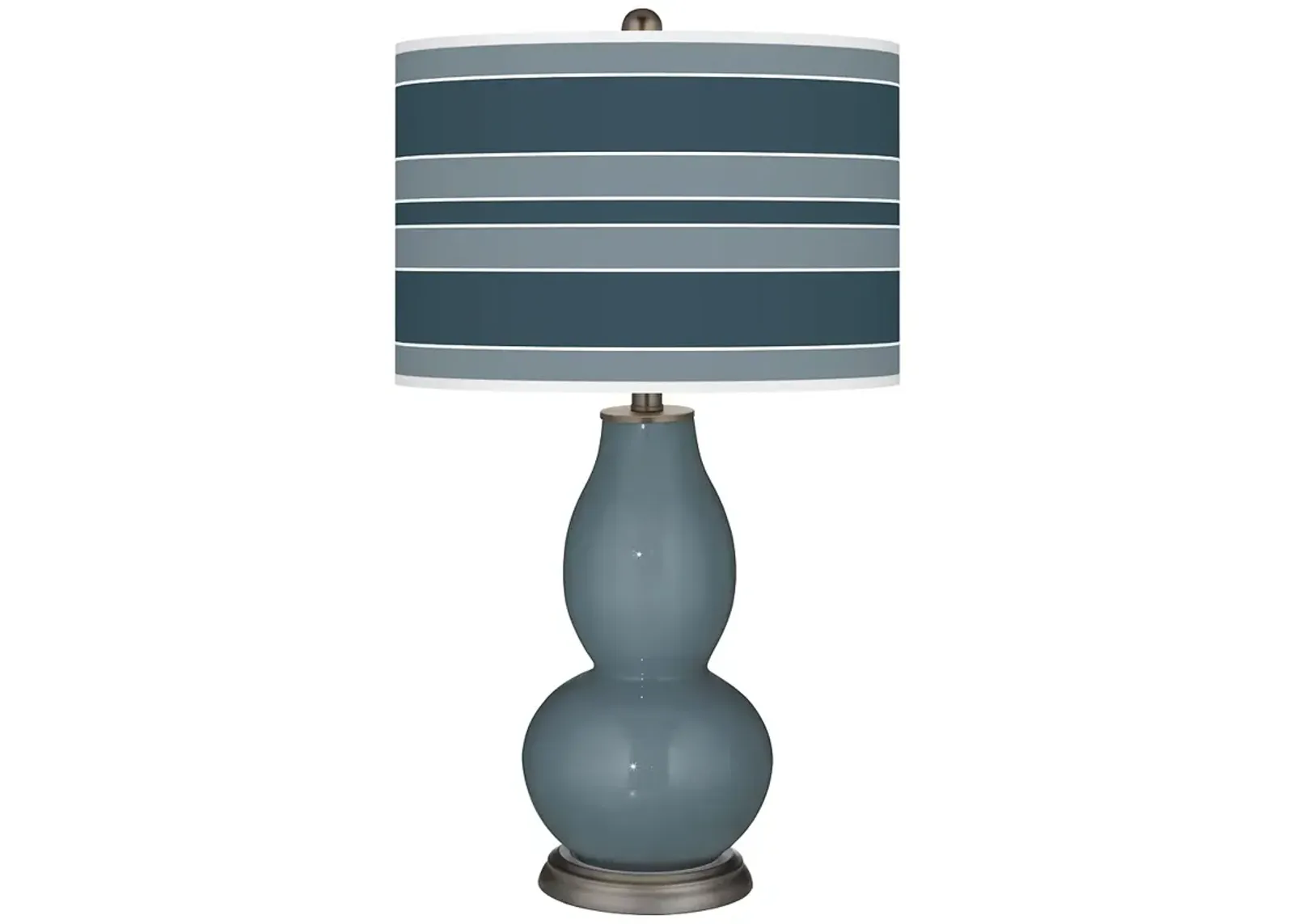 Color Plus Double Gourd 29 1/2" Bold Stripe Smoky Blue Table Lamp