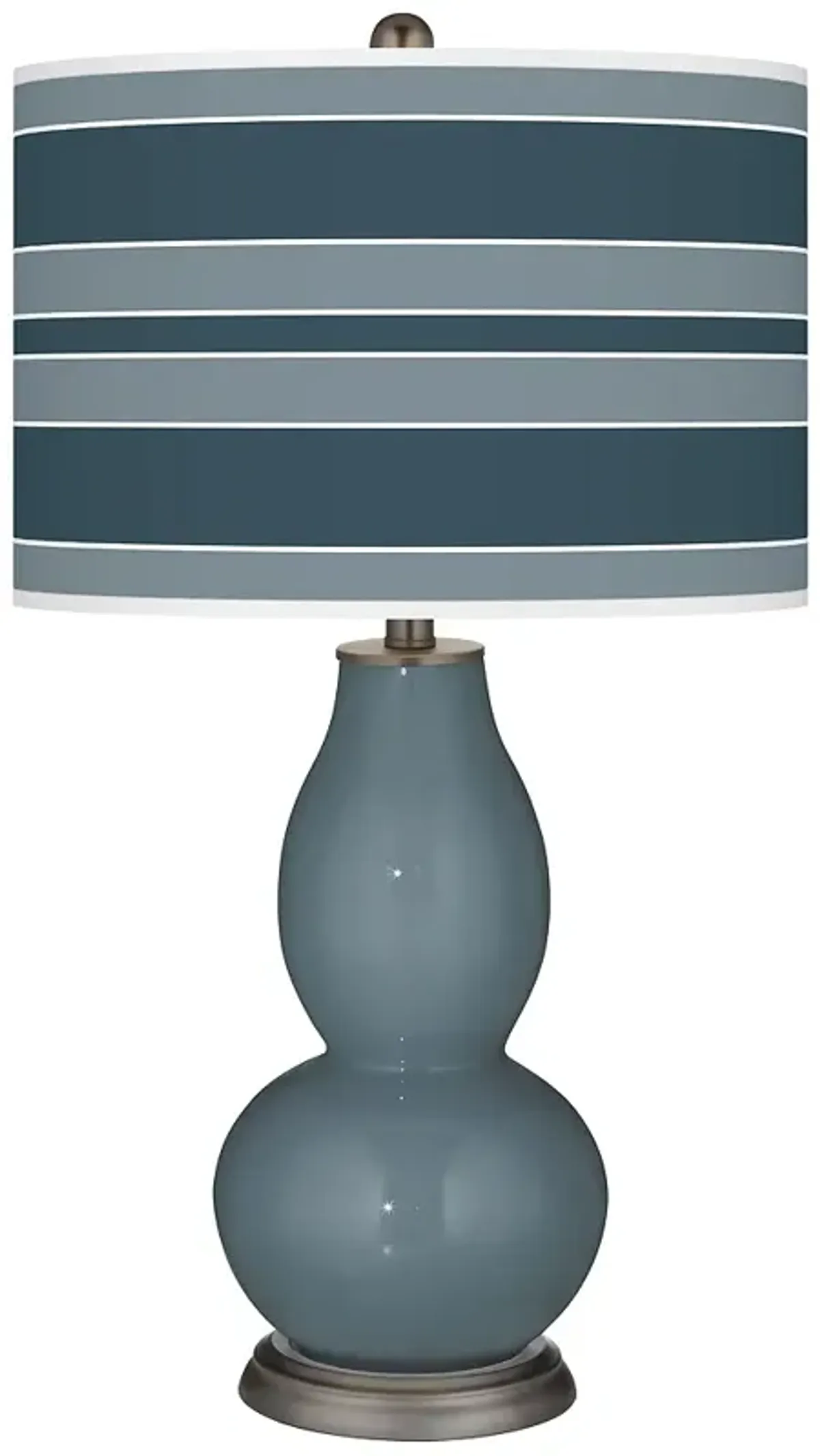 Color Plus Double Gourd 29 1/2" Bold Stripe Smoky Blue Table Lamp