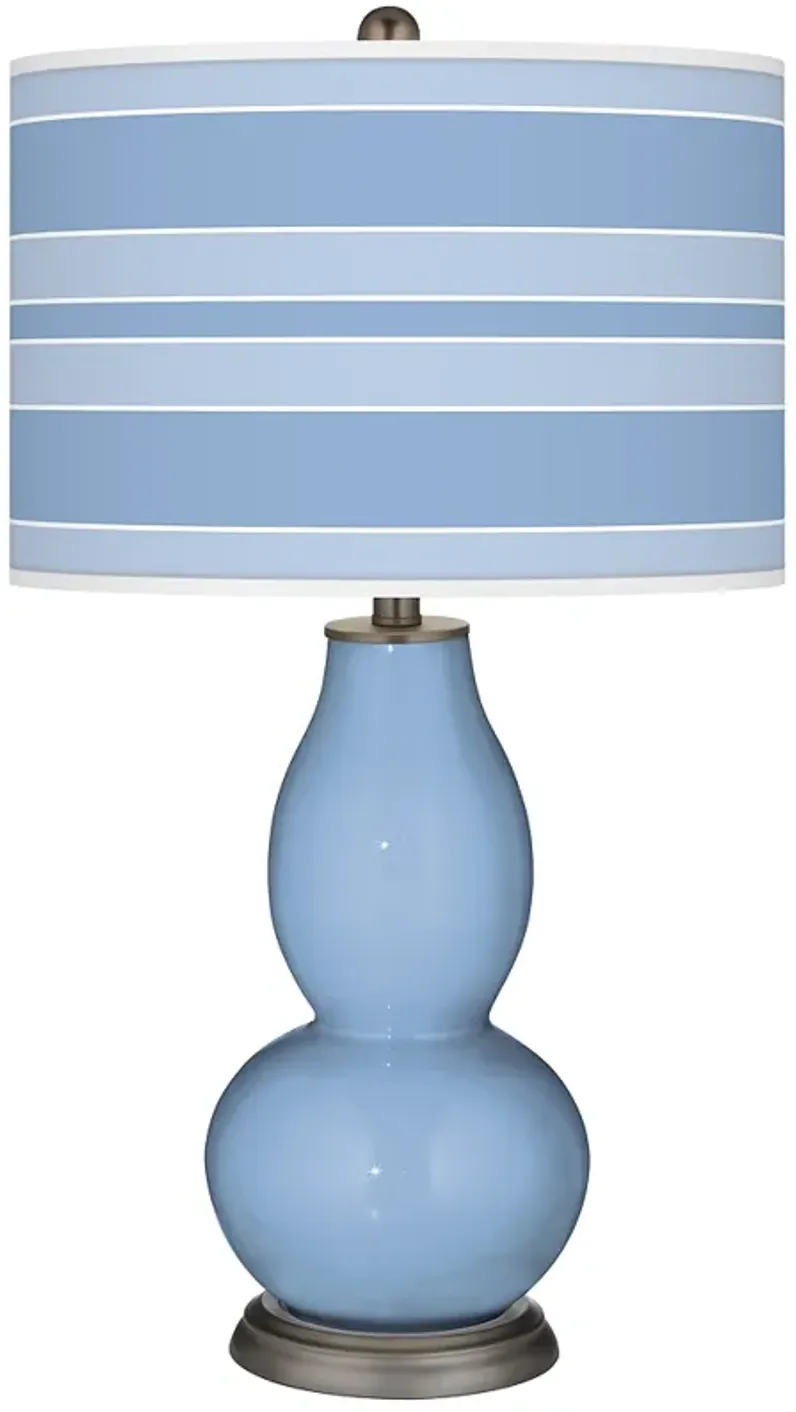 Color Plus Double Gourd 29 1/2"  Bold Stripe Placid Blue Table Lamp