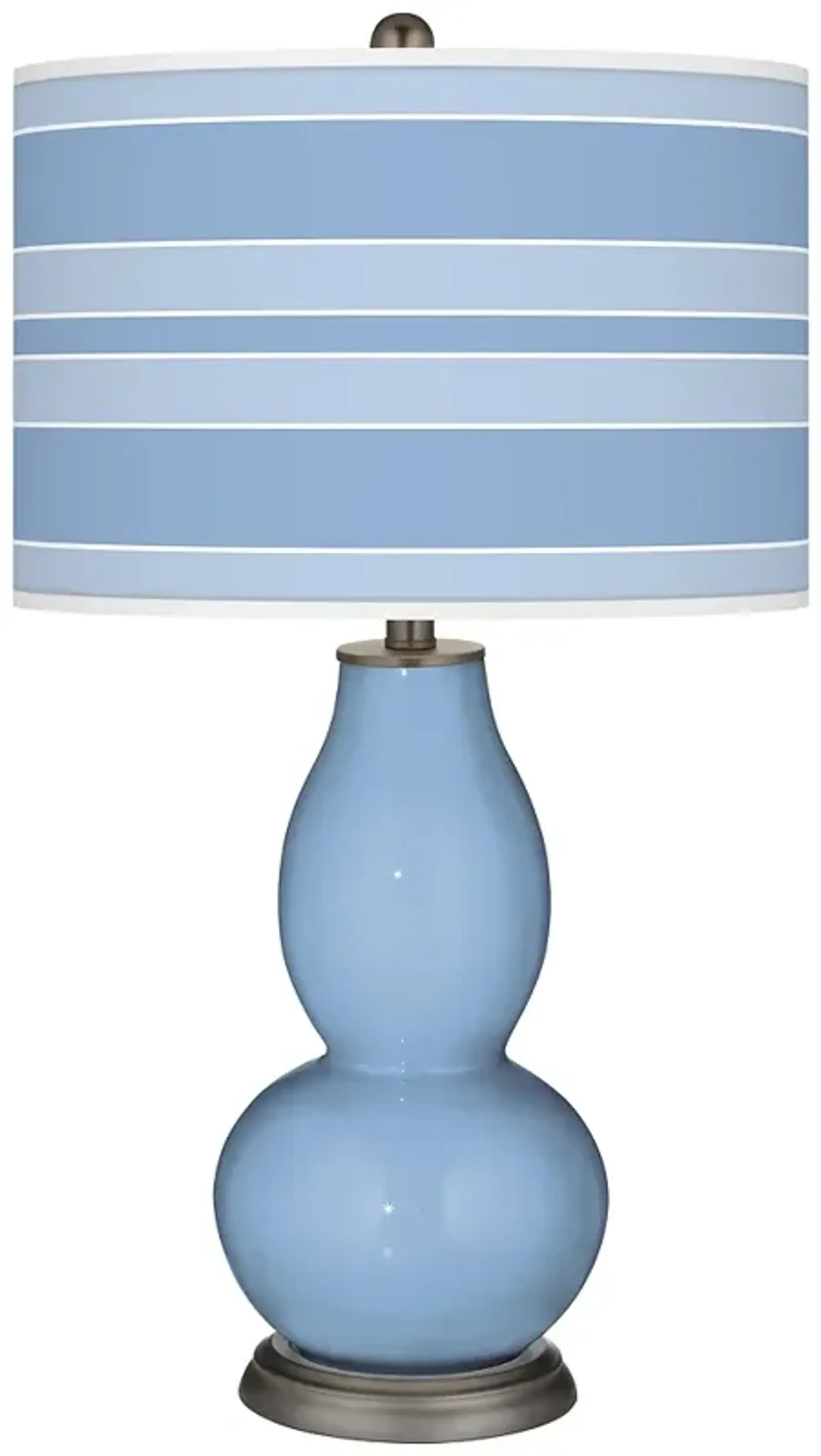 Color Plus Double Gourd 29 1/2"  Bold Stripe Placid Blue Table Lamp