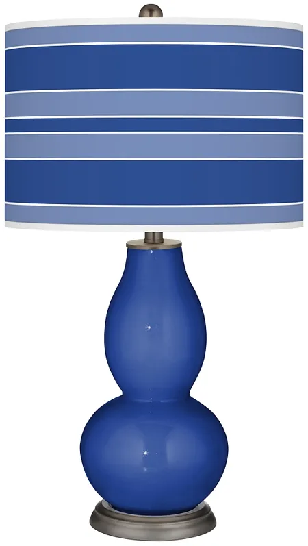 Dazzling Blue Bold Stripe Double Gourd Table Lamp