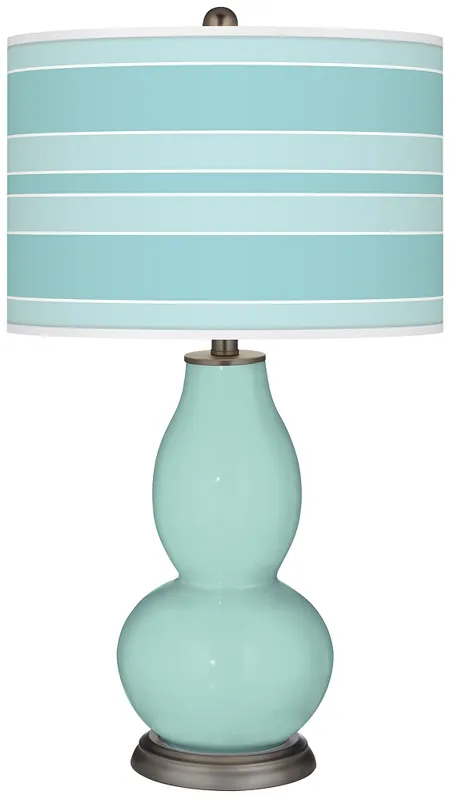 Color Plus Double Gourd 29 1/2" Bold Stripe Cay Blue Table Lamp