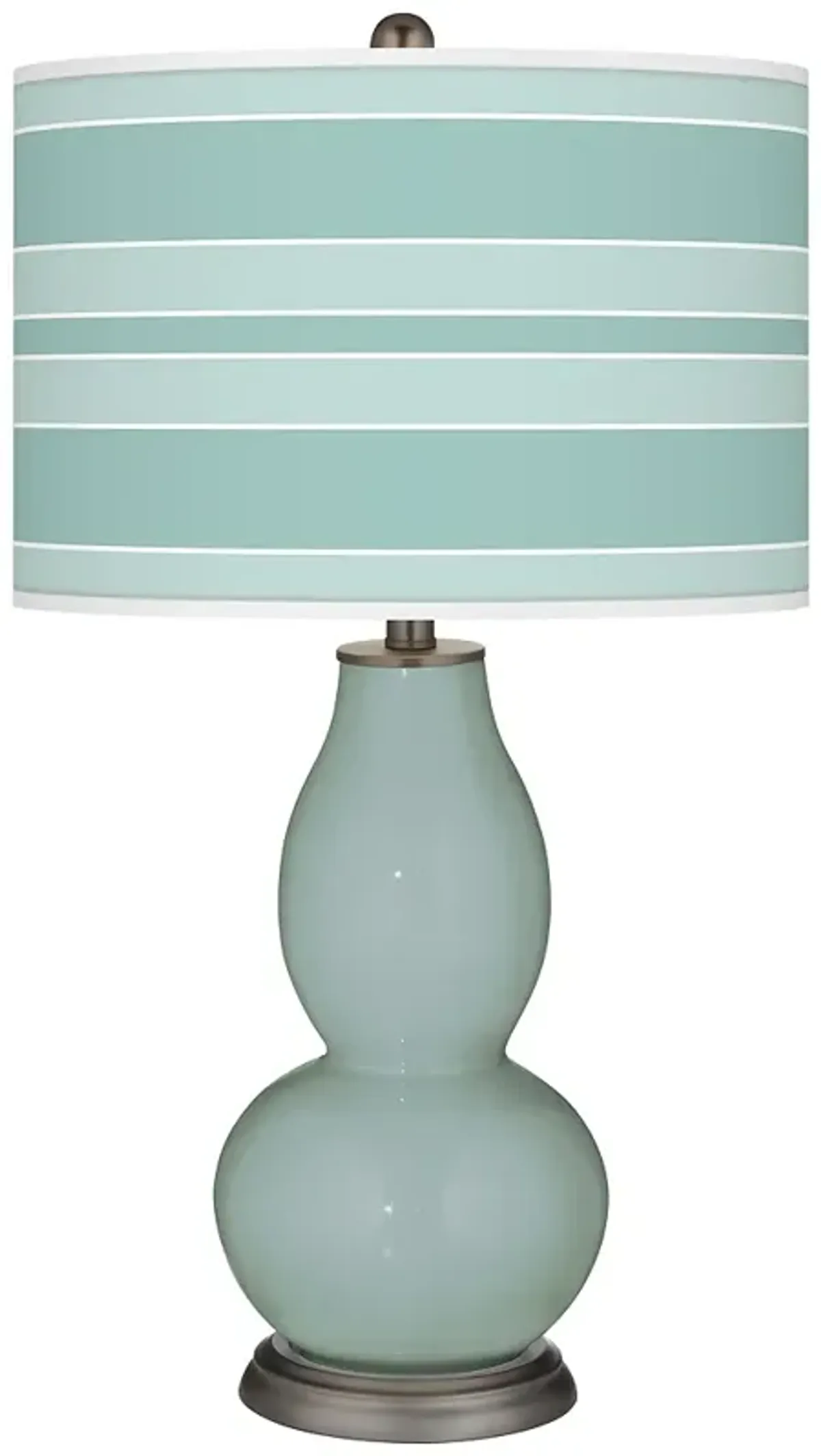 Color Plus Double Gourd 29 1/2" Bold Stripe Aqua-Sphere Blue Lamp