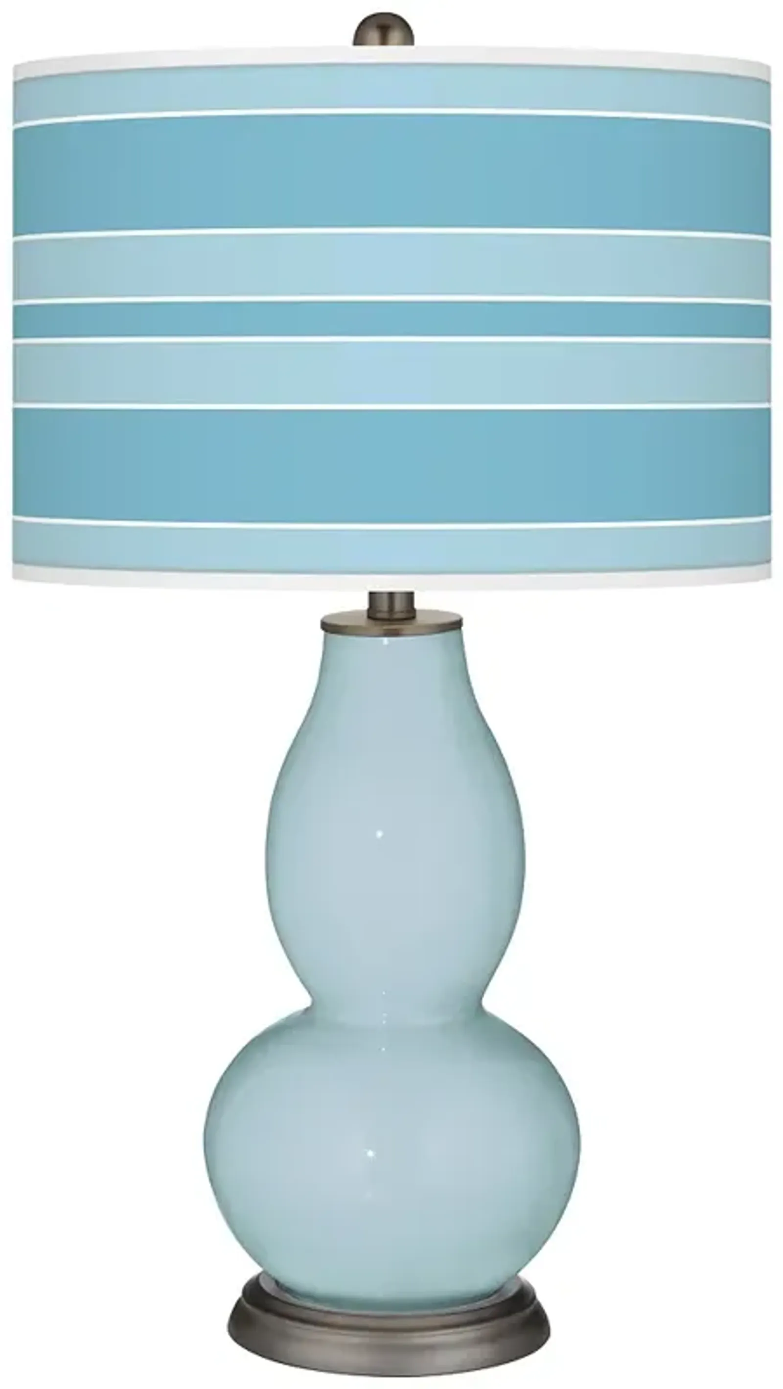 Color Plus Double Gourd 29 1/2" Bold Stripe Vast Sky Blue Table Lamp