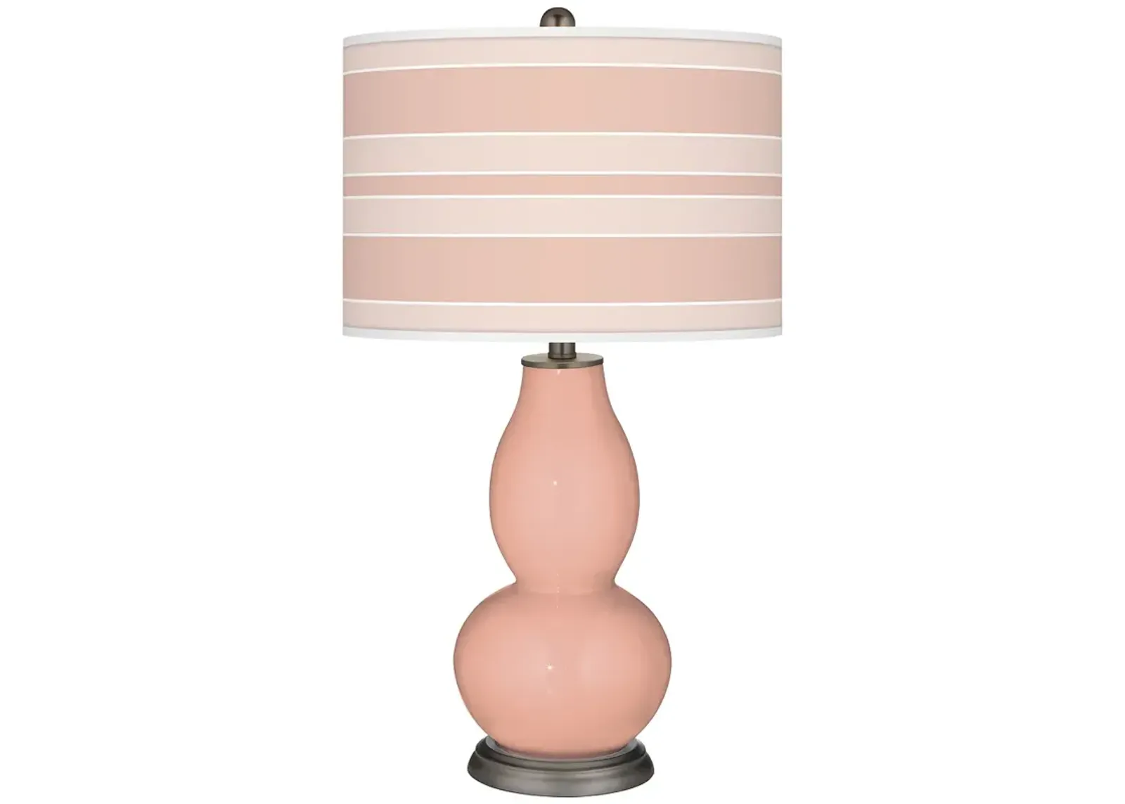 Color Plus Double Gourd 29 1/2" Bold Stripe Mellow Coral Pink Lamp