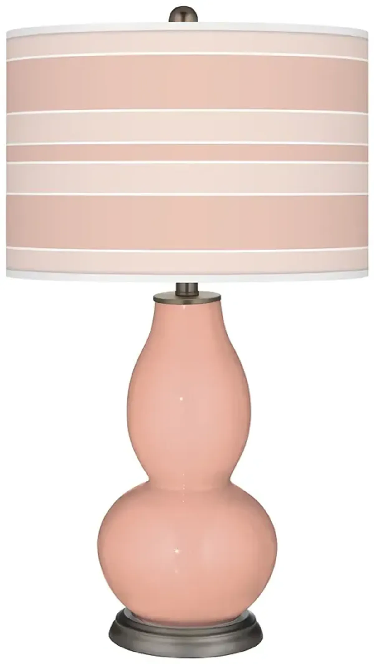 Color Plus Double Gourd 29 1/2" Bold Stripe Mellow Coral Pink Lamp