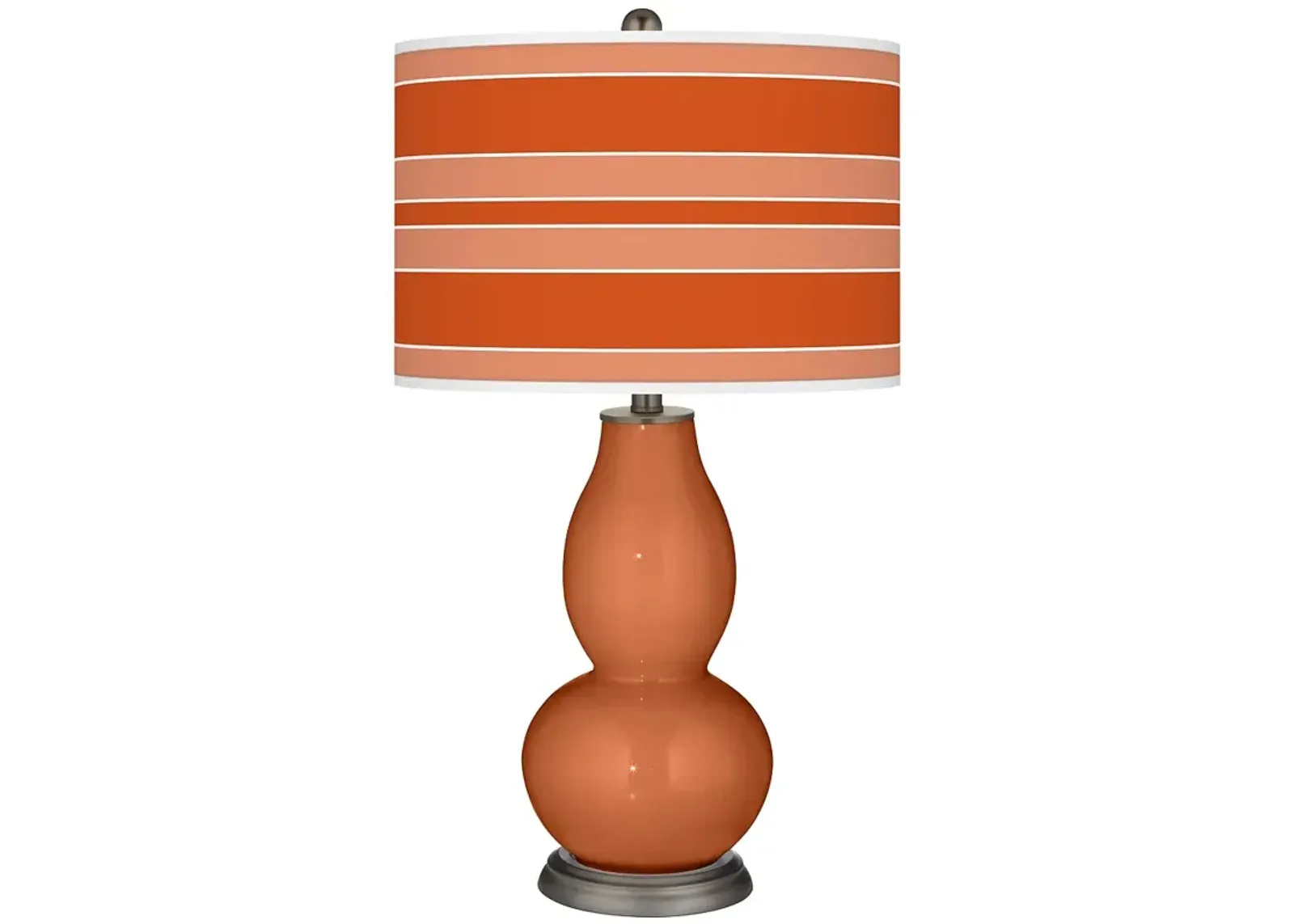 Color Plus Double Gourd 29 1/2" Bold Stripe Robust Orange Table Lamp