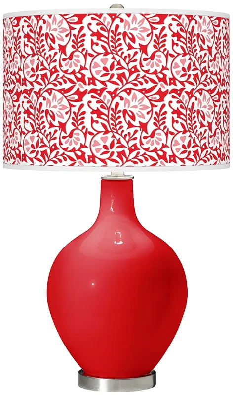 Bright Red Gardenia Ovo Table Lamp