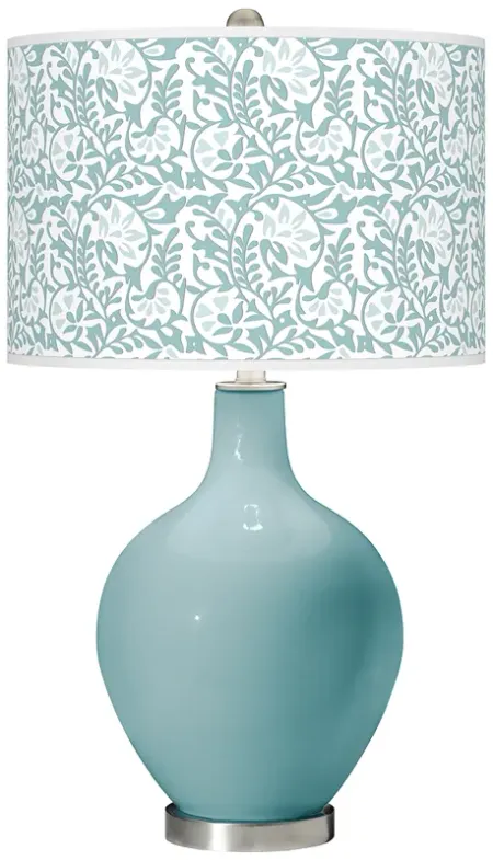 Ovo Raindrop Blue Table Lamp with Gardenia Shade
