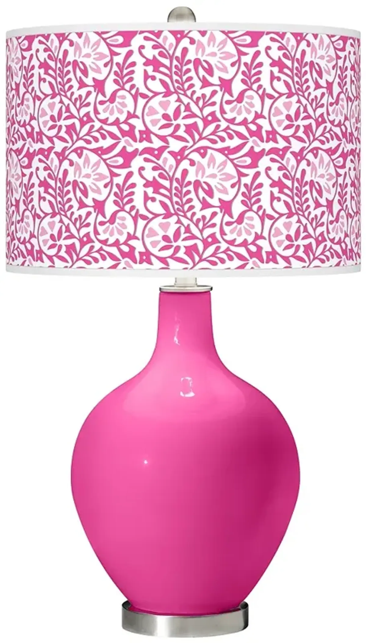 Color Plus Ovo 28 1/2" Gardenia Pattern Shade Fuchsia Pink Table Lamp