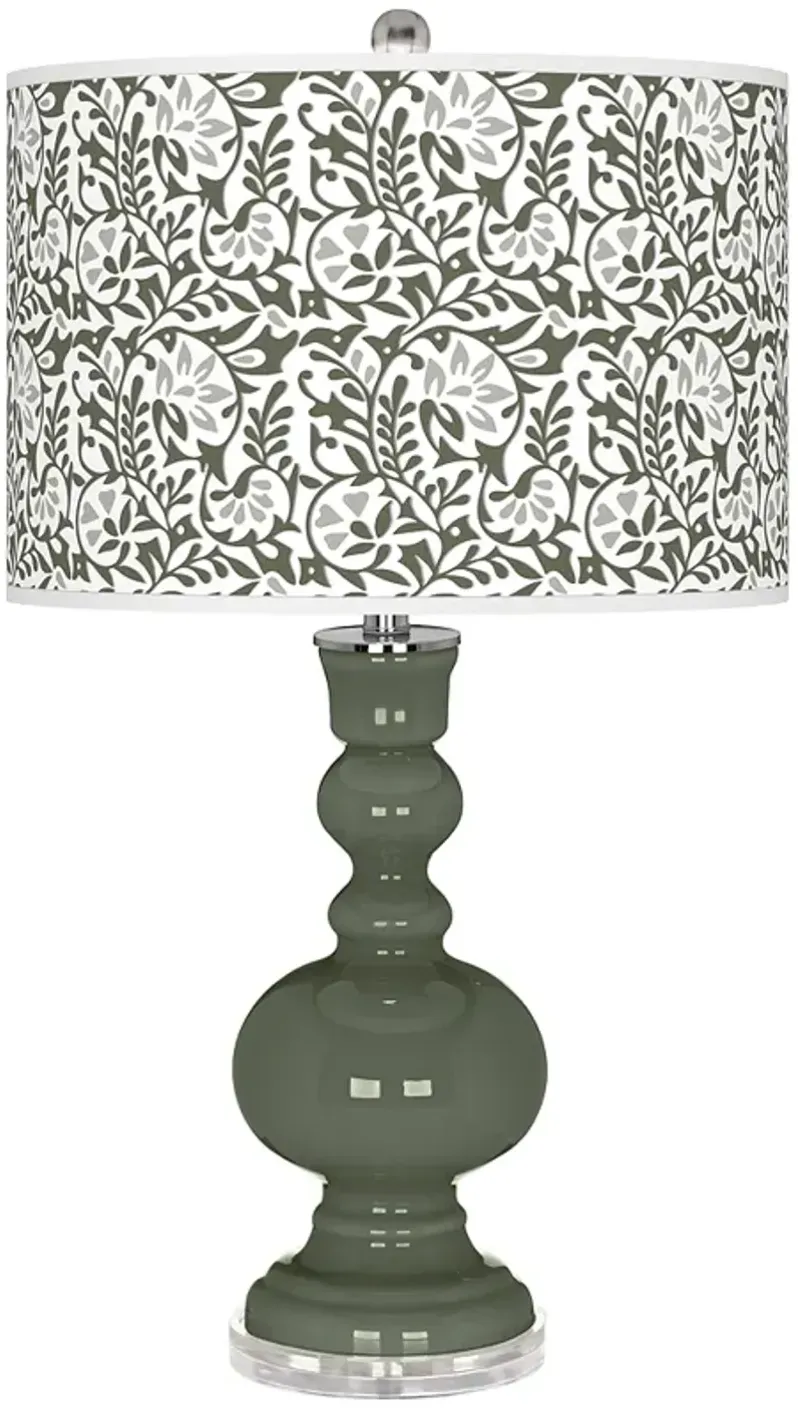 Deep Lichen Green Gardenia Apothecary Table Lamp