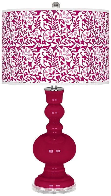 French Burgundy Gardenia Apothecary Table Lamp